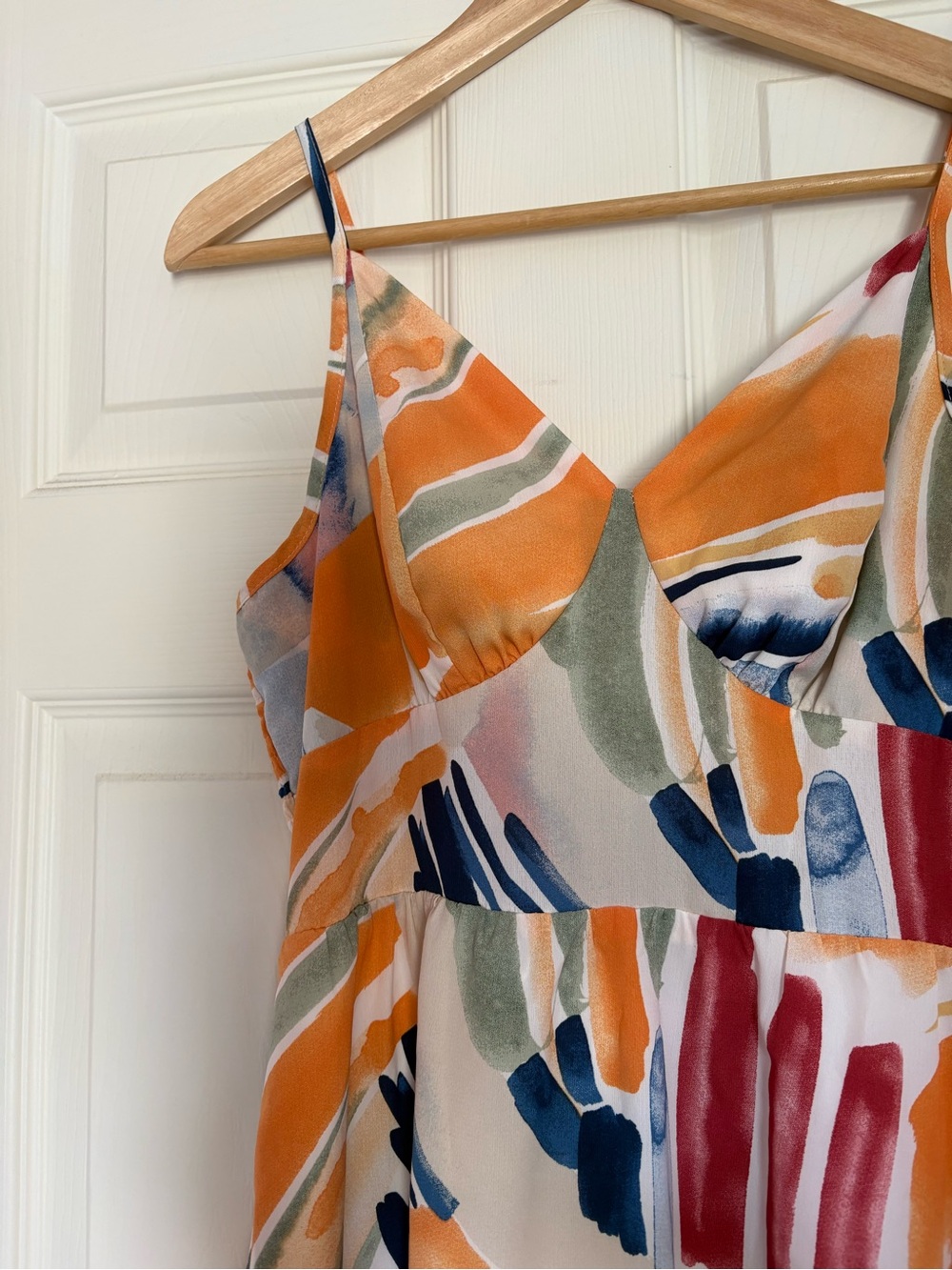 Abstract Print Orange Spaghetti Strap Sundress